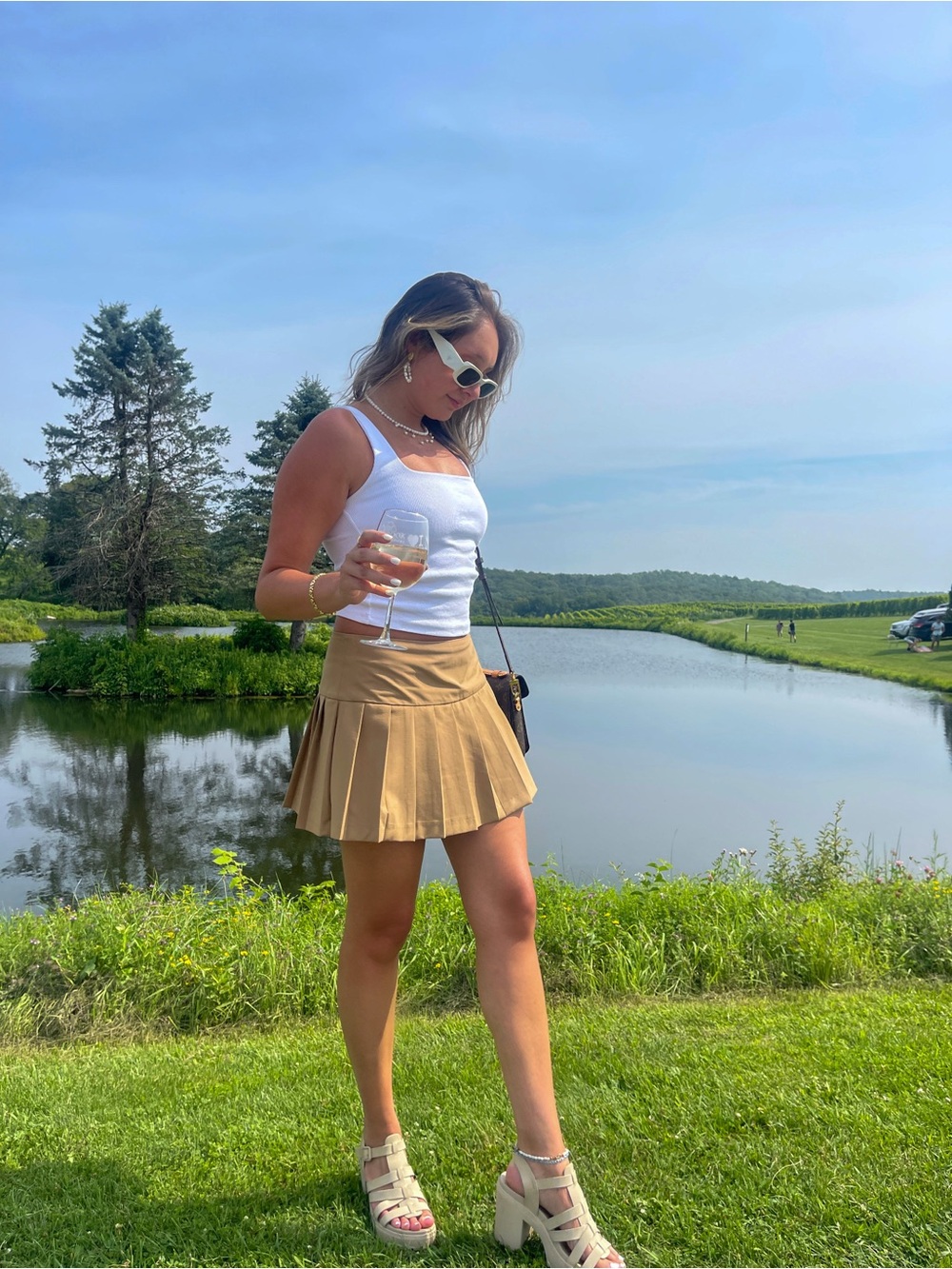 Zara Khaki Pleated Mini Skirt
